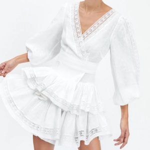 ✨NWT OutDazl Maia Bergman Mika White 100% Linen Wrap Dress Size Small (S) Sleeve